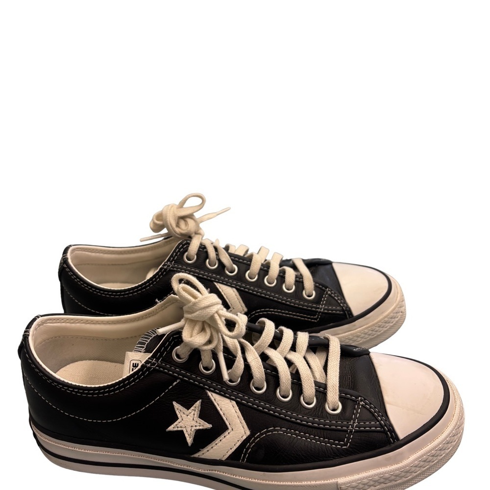 Converse Leather Black and White Star Sneakers - Picture 5 of 8